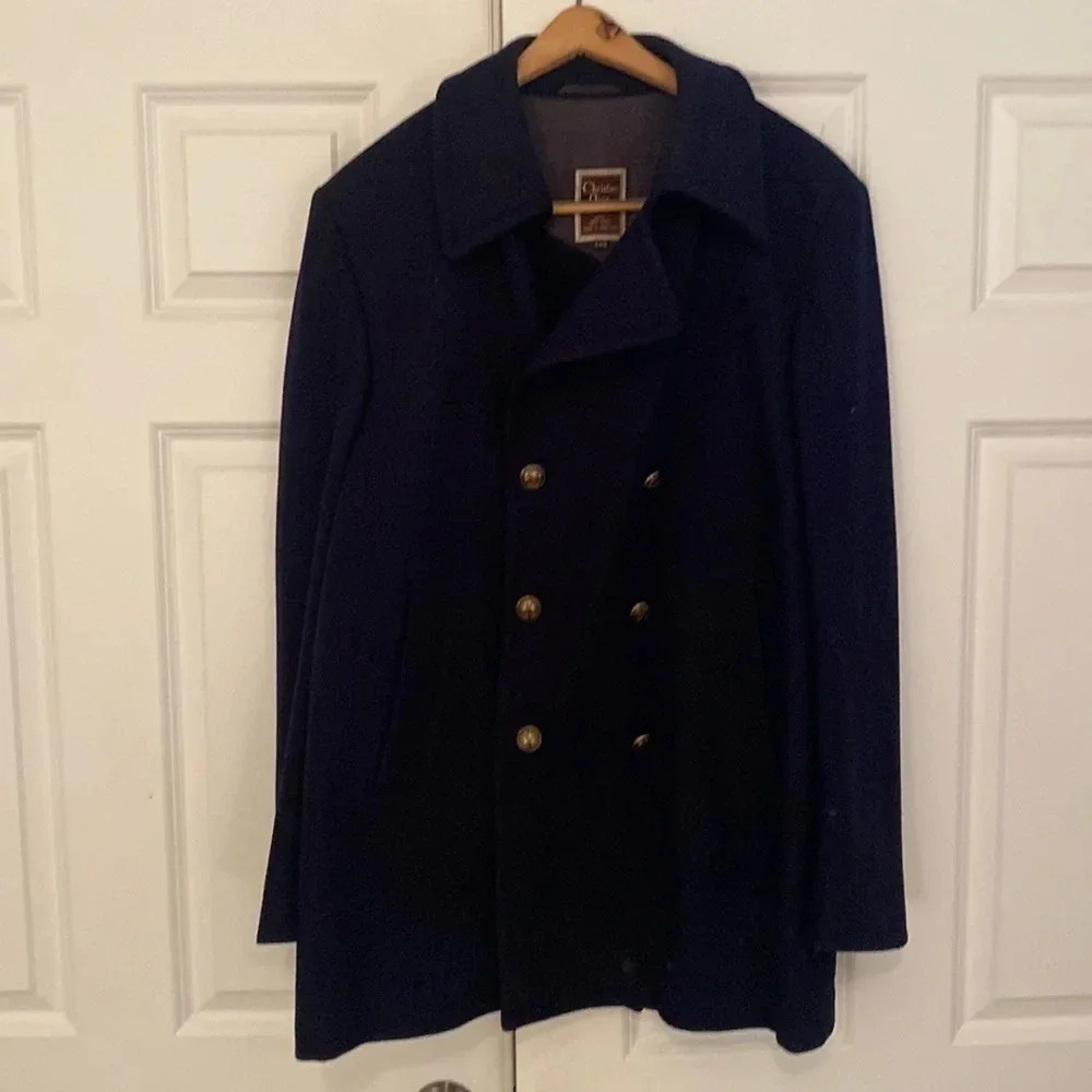 Christian Dior black Wool monsieur sport overcoat size  44R button down vintage